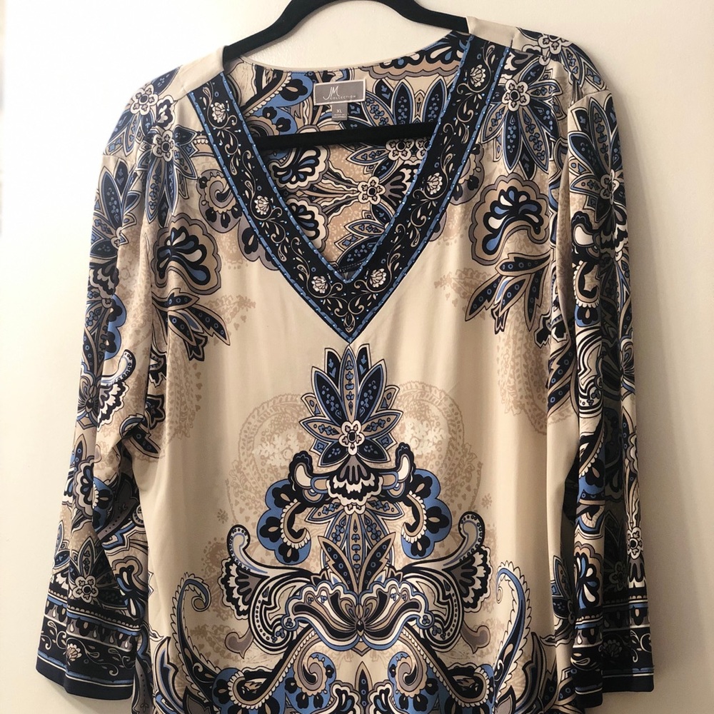 M collection Top...Blue and Beige XL